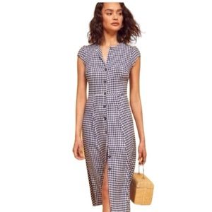 Reformation Fauna Gingham Plaid Midi Dress Size 2